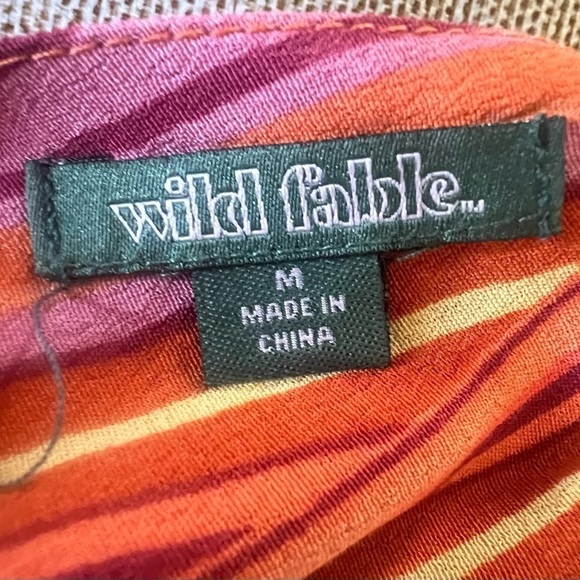 Wild Fable Sleeveless Orange Yellow Pink Striped Tie Back V-Neck Mini Dress M - Picture 12 of 13